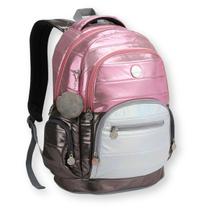 Mochila Feminina Juvenil Metalizada Pompom Seanite