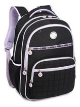 Mochila Feminina Kika Escolar Costa Grande Juvenil Notebook Cor:preto Preto e detalhe lilás Mochila Feminina Kika Escolar Costa Grande Juvenil Notebook Cor:preto Preto e detalhe lilás