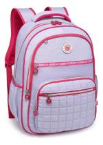 Mochila Feminina Kika Escolar Costa Grande Juvenil Notebook Cor: roxo/rosa