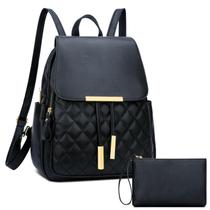 Mochila Feminina KKXIU - Moderna, Acolchoada e de Couro Preto Mochila Feminina KKXIU - Moderna, Acolchoada e de Couro Preto