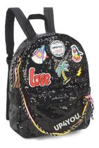 Mochila feminina lantejoula larissa manoela 45740 preta