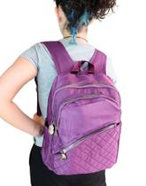 Mochila feminina média resistente espaçosa zíper metal luxo