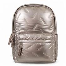 Mochila Feminina Metalizada com Chaveiro Com Bolso na Frente Varias Cores