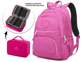 Mochila Feminina Notebook Tactel Escolar Leve + Estojo quadrado super estiloso Trabalho Viagem - Europelle