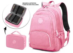Mochila Feminina Notebook Tactel Escolar Leve + Estojo quadrado super estiloso Trabalho Viagem
