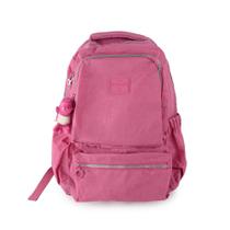 Mochila Feminina Notebook Tecido Crinkle Chaveiro Pelúcia