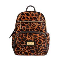 Mochila feminina pequena de couro Zoey onça preta Mochila feminina pequena de couro Zoey onça preta