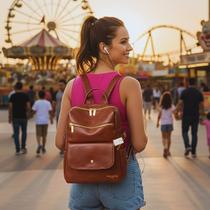 Mochila Feminina Resistente Com Bolso Antifurto e Alça de Ombro Perfeita Para Faculdade Escolar Dia a Dia Passeio Mochila Feminina Resistente Com Bolso Antifurto e Alça de Ombro Perfeita Para Faculdade Escolar Dia a Dia Passeio
