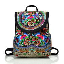 Mochila feminina retrô bordada estilo étnico folk-custom
