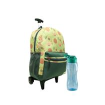 Mochila Feminina Rodinhas Qualidade Universitária Flor Verde