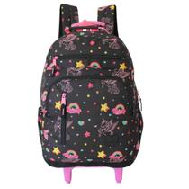 Mochila Feminina Rodinhas Unicórnio Denlex Escolar Meninas