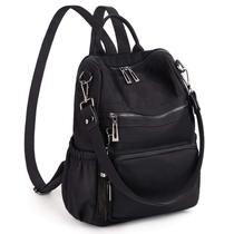 Mochila feminina UTO, tecido de nylon, mochila moderna preta