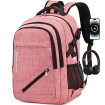 Mochila FENGDONG Large Laptop 17,3" impermeável rosa claro