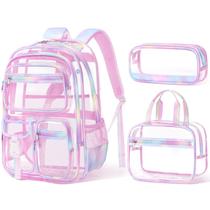 Mochila Fimibuke Clear para meninas com lancheira e estojo de lápis Mochila Fimibuke Clear para meninas com lancheira e estojo de lápis