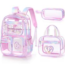 Mochila Fimibuke Clear para meninas com lancheira e estojo de lápis Mochila Fimibuke Clear para meninas com lancheira e estojo de lápis