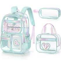 Mochila Fimibuke Clear para meninas com lancheira e estojo de lápis Mochila Fimibuke Clear para meninas com lancheira e estojo de lápis