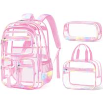 Mochila Fimibuke Clear para meninas com lancheira e estojo de lápis Mochila Fimibuke Clear para meninas com lancheira e estojo de lápis
