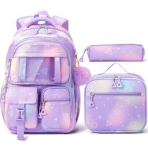 Mochila Fimibuke Kids para meninas em idade escolar com lancheira e lápis Mochila Fimibuke Kids para meninas em idade escolar com lancheira e lápis