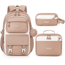 Mochila Fimibuke para meninas impermeável com lancheira e lápis Mochila Fimibuke para meninas impermeável com lancheira e lápis