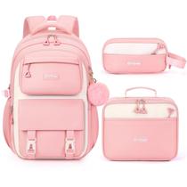 Mochila Fimibuke para meninas impermeável com lancheira e lápis Mochila Fimibuke para meninas impermeável com lancheira e lápis