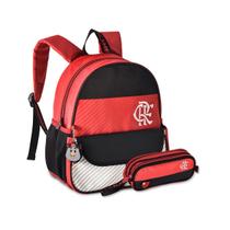 Mochila Flamengo Com Estojo Kit Escolar Meninos Time Futebol