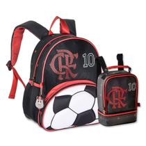 Mochila Flamengo com Lancheira Térmica Bolsa Escolar Futebol