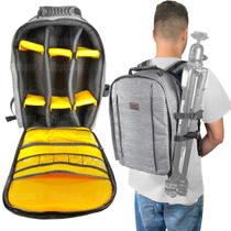 Mochila Fotografica Com Divisórias Para Camera Lente Notebook Chic Ii Cinza Claro