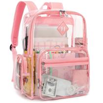 Mochila Fuyicat Heavy Duty Clear PVC transparente rosa