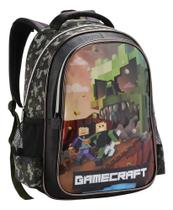 Mochila Game Crafit Costas Infantil Grande Escolar Menino Desenho do tecido:GAME CRAFT ZUMBICor:Verde-musgo