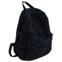 Mochila GAMLFL Black Canvas Retro Aesthetic para mulheres e homens Mochila GAMLFL Black Canvas Retro Aesthetic para mulheres e homens