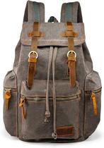 Mochila GEARONIC Vintage Canvas para homens e mulheres cinza 15 polegadas