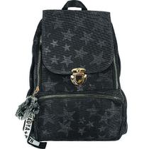 Mochila Glitter Feminina Teen Escolar Estrelas 8007 Bordô
