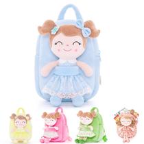 Mochila Gloveleya Back to School para meninas azul com brinquedo de pelúcia