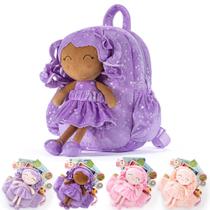 Mochila Gloveleya Toddler Baby Girl de 28 cm de pelúcia com boneca roxa