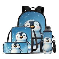Mochila Gomyblomy Cute Penguin para meninas 6-8 8-10 com lancheira