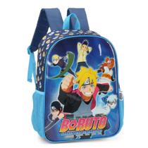 Mochila Grande Costas Escolar Infantil Boruto Azul