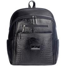 Mochila grande de couro croco feminina Montanna preto grafite Mochila grande de couro croco feminina Montanna preto grafite