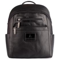 Mochila grande de couro masculina Montanna preta