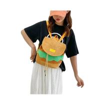 Mochila Grande De Pelúcia Em Forma De Hambúrguer Com Cordão Para Estudantes