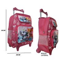 Mochila Grande De Rodinhas Personagens Infantil C/ Bolso Lateral Bolso P/ Lápis Menina Menino