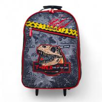 Mochila grande escolar menino adolescente espaço porta caneta lapis caderneta com rodinha dinossauro dino rex