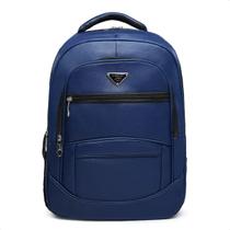 Mochila Grande Faculdade Masculina Couro Resistente Notebook Trabalho Universitária Escolar Azul Top