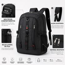 Mochila Grande Preta Com Bolsos Para Faculdade Trabalho