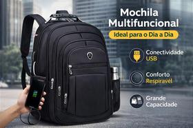 Mochila Grande Reforçada USB e Fone P2 Preto - PowerPack