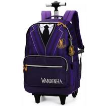 Mochila Grande Rodinha Escolar Universitário Roxo Wandinha