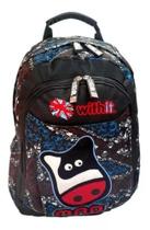 Mochila Grande Withit Mad Estampada Preta-poliéster Mochila Grande Withit Mad Estampada Preta-poliéster