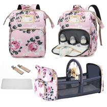 Mochila GurZinn, bolsa de fraldas dobrável, trocador de roupas, rosa