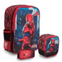 Mochila Homem Aranha Escolar Juvenil De Costas Com Lancheira