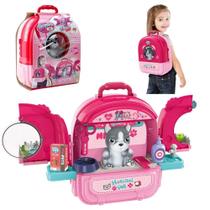 Mochila Hospital Pet Dog Cachorro Infantil 2 em 1 Com Acessórios DM Toys DMT6802