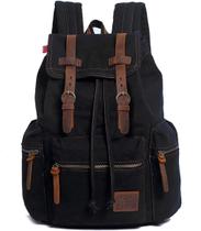 Mochila HuaChen Vintage de lona 29L preta